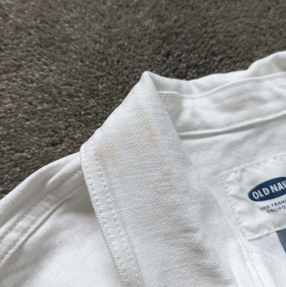 Old Navy women's white denim jacket size XSmall silver button - Picture 10 of 11